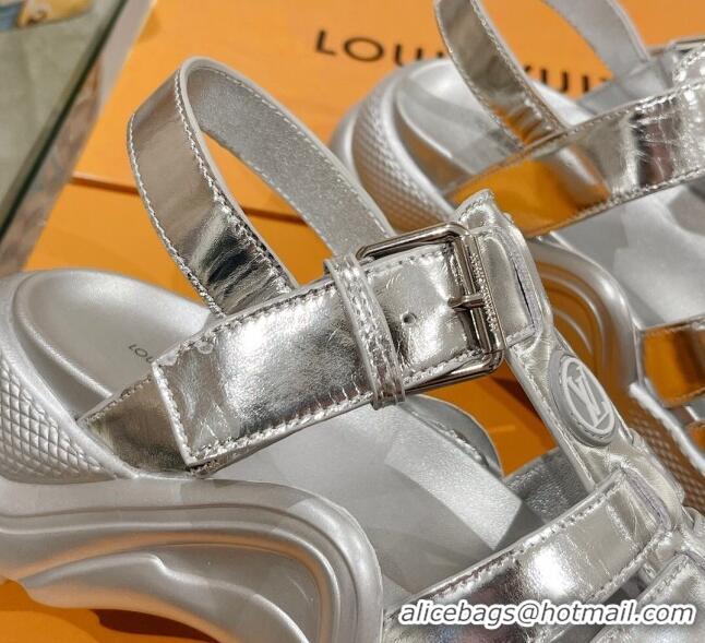 Top Design Louis Vuitton LV Archlight Sandals in Silver Patent Leather 427123