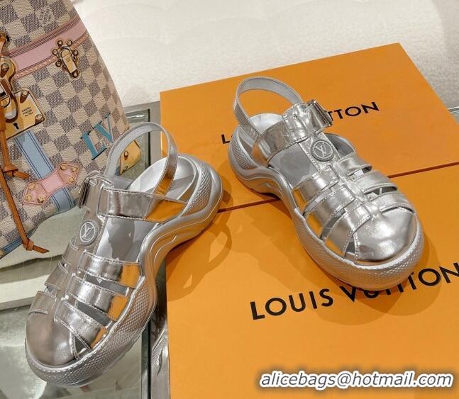 Top Design Louis Vuitton LV Archlight Sandals in Silver Patent Leather 427123