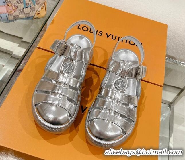 Top Design Louis Vuitton LV Archlight Sandals in Silver Patent Leather 427123