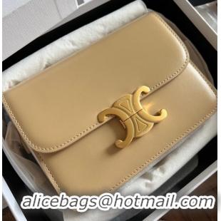 New Fashion Celine TEEN TRIOMPHE BAG IN SHINY CALFSKIN LIMESTONE 188423 Shallow apricot