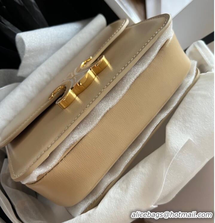 New Fashion Celine TEEN TRIOMPHE BAG IN SHINY CALFSKIN LIMESTONE 188423 Shallow apricot