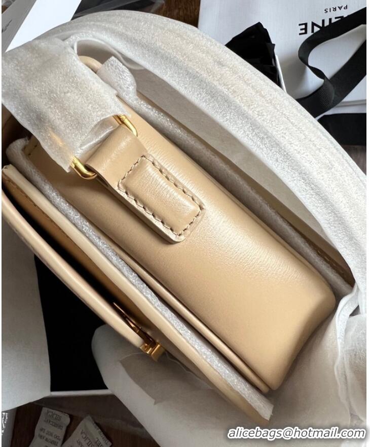 New Fashion Celine TEEN TRIOMPHE BAG IN SHINY CALFSKIN LIMESTONE 188423 Shallow apricot