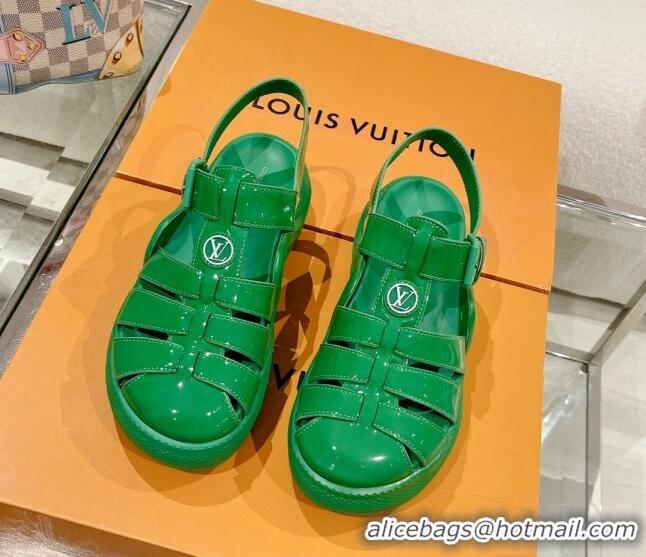 Sophisticated Louis Vuitton LV Archlight Sandals in Vert Green Patent Leather 427124