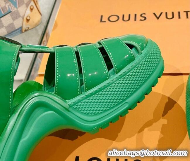 Sophisticated Louis Vuitton LV Archlight Sandals in Vert Green Patent Leather 427124