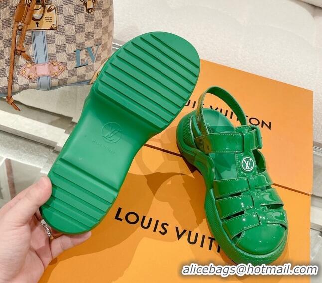 Sophisticated Louis Vuitton LV Archlight Sandals in Vert Green Patent Leather 427124