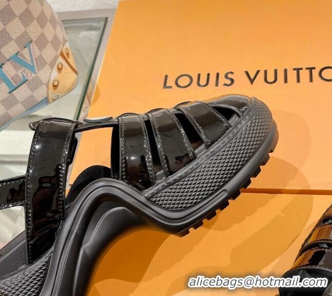 Pretty Style Louis Vuitton LV Archlight Sandals in Black Patent Leather 427125