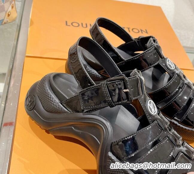 Pretty Style Louis Vuitton LV Archlight Sandals in Black Patent Leather 427125