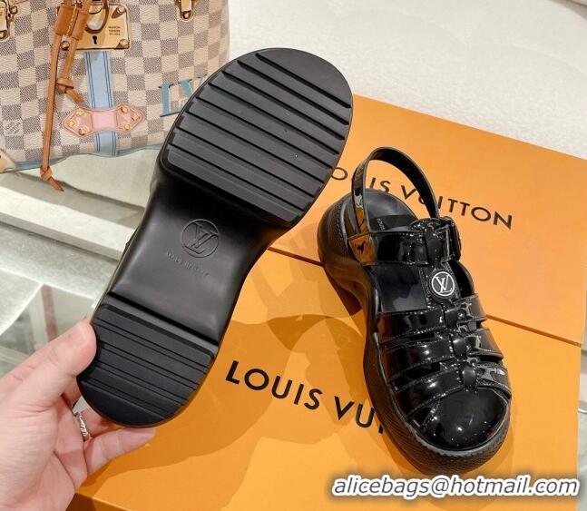 Pretty Style Louis Vuitton LV Archlight Sandals in Black Patent Leather 427125