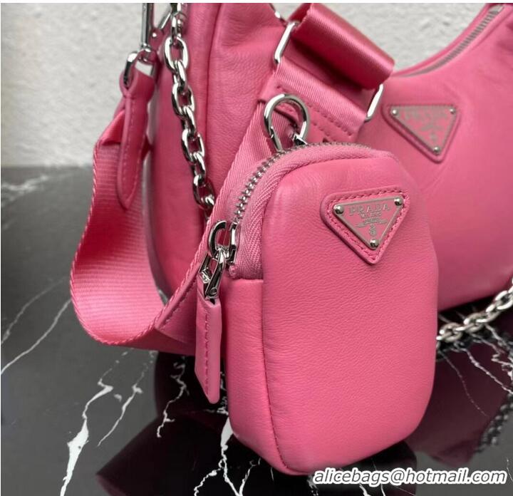 Popular Style Prada Padded nappa-leather Prada Re-Edition 2005 shoulder bag 1BH204 pink