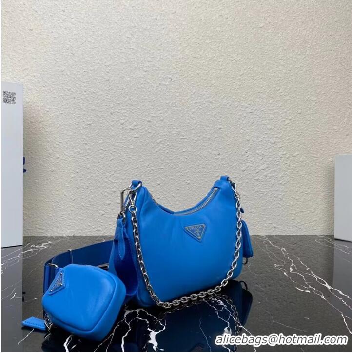 Reasonable Price Prada Padded nappa-leather Re-Edition 2005 shoulder bag 1BH204 blue