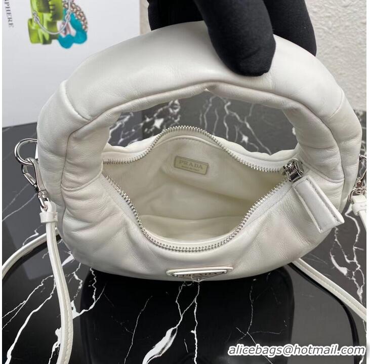 Cheapest Prada Soft padded nappa leather mini-bag 1BA384 White