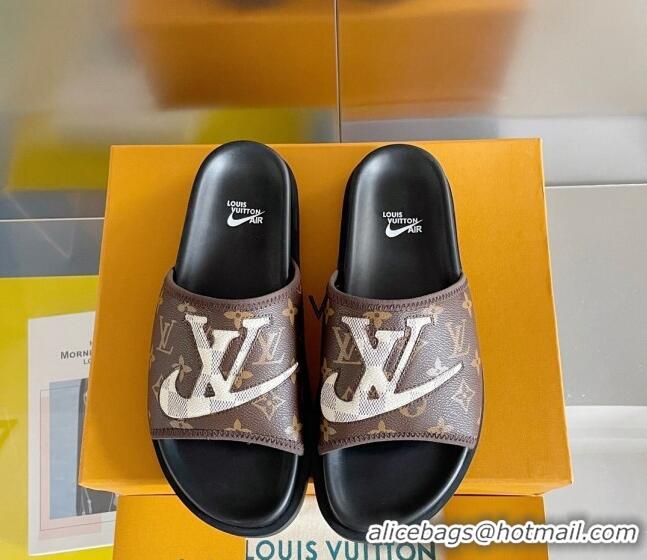 Stylish Nike x Louis Vuitton Men's Trainer Slide Sandals in Classic Monogram Canvas 427129