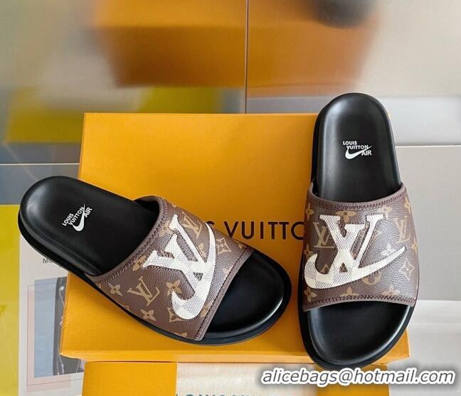 Stylish Nike x Louis Vuitton Men's Trainer Slide Sandals in Classic Monogram Canvas 427129