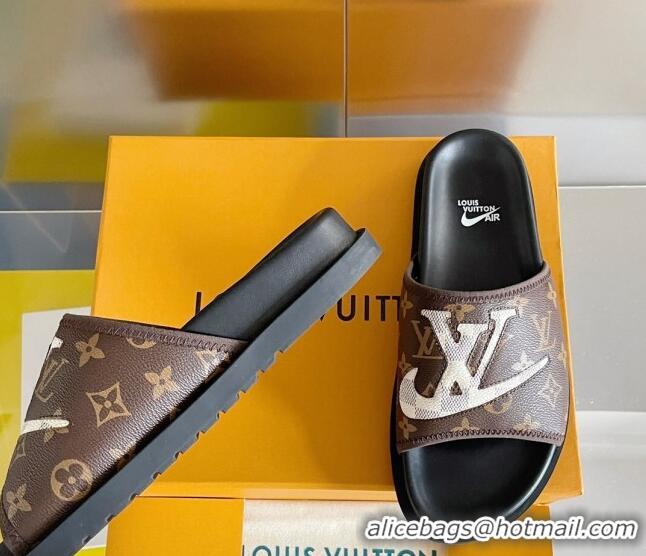 Stylish Nike x Louis Vuitton Men's Trainer Slide Sandals in Classic Monogram Canvas 427129