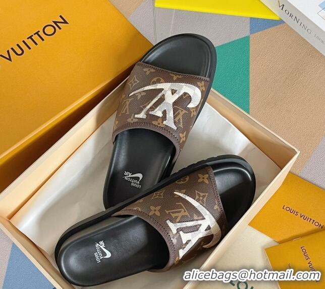 Stylish Nike x Louis Vuitton Men's Trainer Slide Sandals in Classic Monogram Canvas 427129