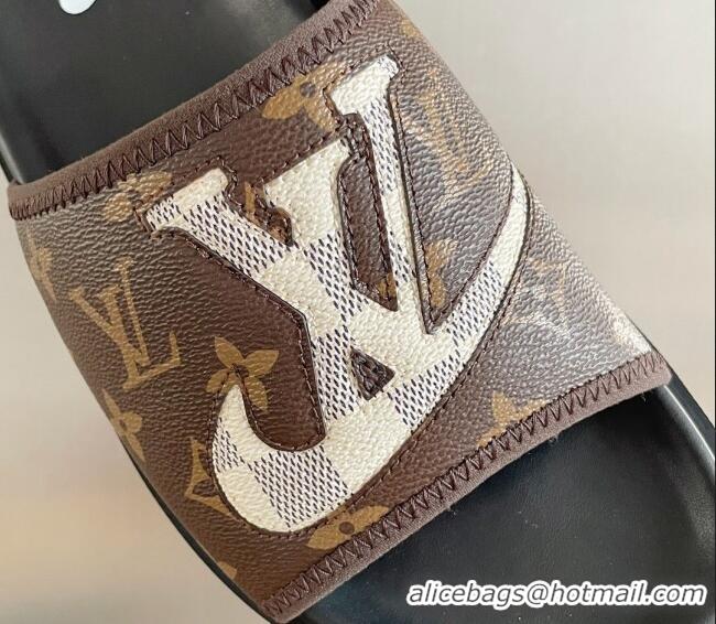 Stylish Nike x Louis Vuitton Men's Trainer Slide Sandals in Classic Monogram Canvas 427129