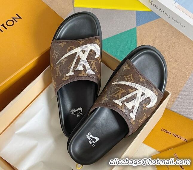 Stylish Nike x Louis Vuitton Men's Trainer Slide Sandals in Classic Monogram Canvas 427129