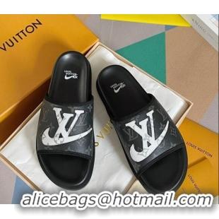 Classic Hot Nike x Louis Vuitton Men's Trainer Slide Sandals in Black Monogram Canvas 427130