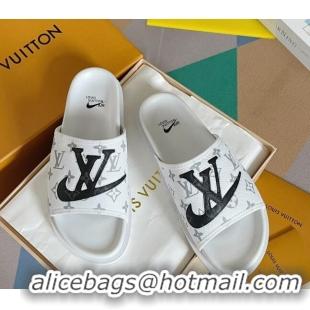 Low Price Nike x Louis Vuitton Men's Trainer Slide Sandals in White Monogram Canvas 427131