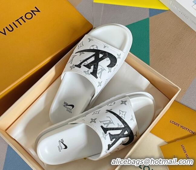 Low Price Nike x Louis Vuitton Men's Trainer Slide Sandals in White Monogram Canvas 427131