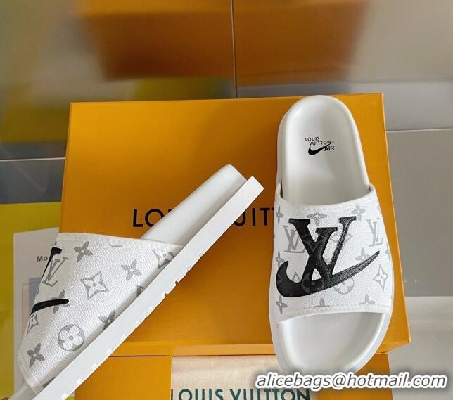 Low Price Nike x Louis Vuitton Men's Trainer Slide Sandals in White Monogram Canvas 427131