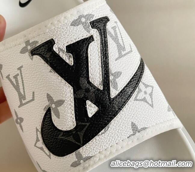 Low Price Nike x Louis Vuitton Men's Trainer Slide Sandals in White Monogram Canvas 427131