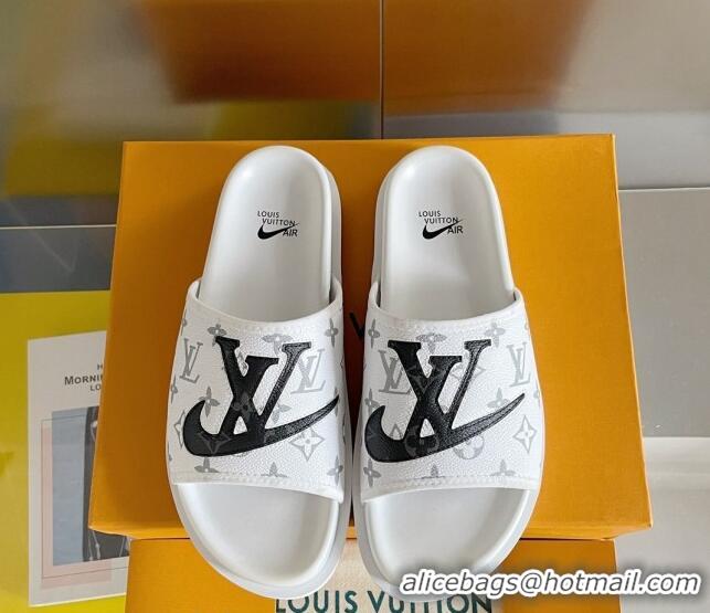 Low Price Nike x Louis Vuitton Men's Trainer Slide Sandals in White Monogram Canvas 427131