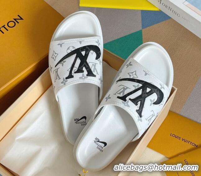 Low Price Nike x Louis Vuitton Men's Trainer Slide Sandals in White Monogram Canvas 427131