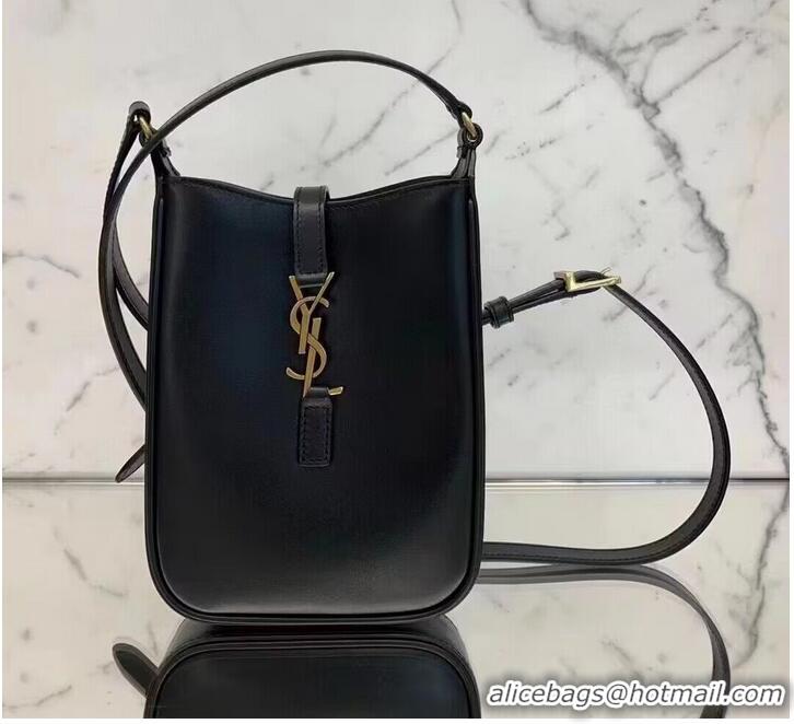 Low Price SAINT LAURENT LE 5 A 7 MINI VERTICAL IN SHINY LEATHER 7352142 black