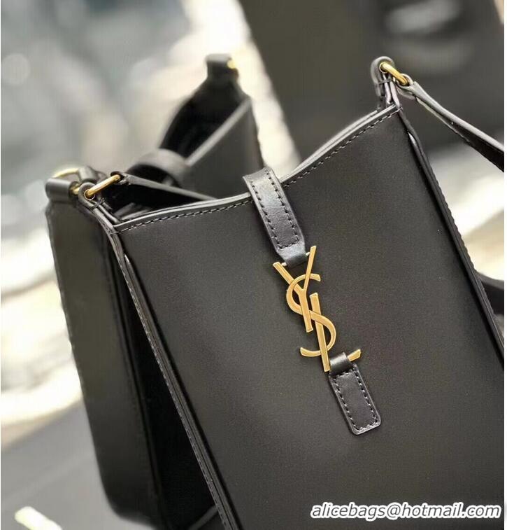 Low Price SAINT LAURENT LE 5 A 7 MINI VERTICAL IN SHINY LEATHER 7352142 black