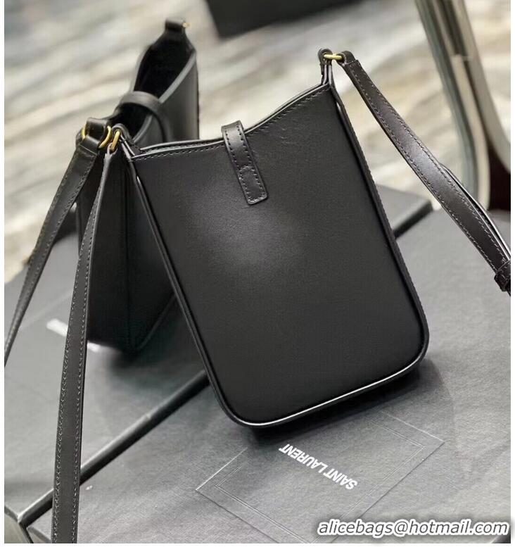 Low Price SAINT LAURENT LE 5 A 7 MINI VERTICAL IN SHINY LEATHER 7352142 black