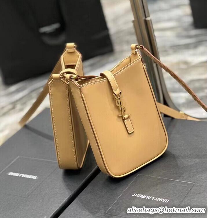 Top Quality SAINT LAURENT LE 5 A 7 MINI VERTICAL IN SHINY LEATHER 7352142 BROWN GOLD