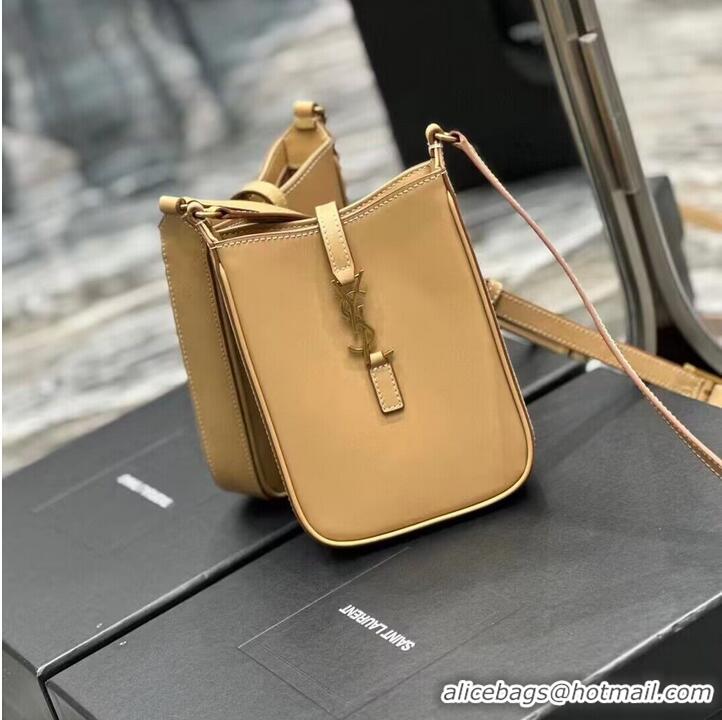 Top Quality SAINT LAURENT LE 5 A 7 MINI VERTICAL IN SHINY LEATHER 7352142 BROWN GOLD