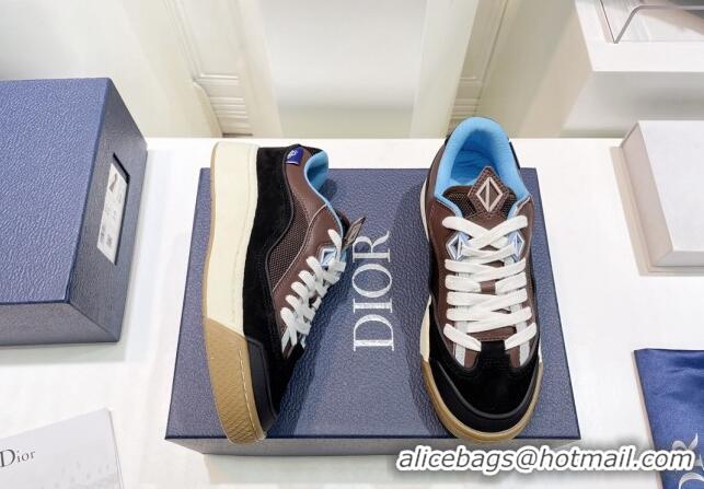 Best Grade Dior B713 Cactus Jack Sneakers in Leather and Mesh Dark Brown 2100981