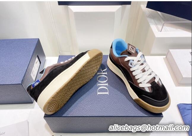 Best Grade Dior B713 Cactus Jack Sneakers in Leather and Mesh Dark Brown 2100981