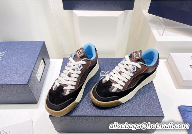 Best Grade Dior B713 Cactus Jack Sneakers in Leather and Mesh Dark Brown 2100981