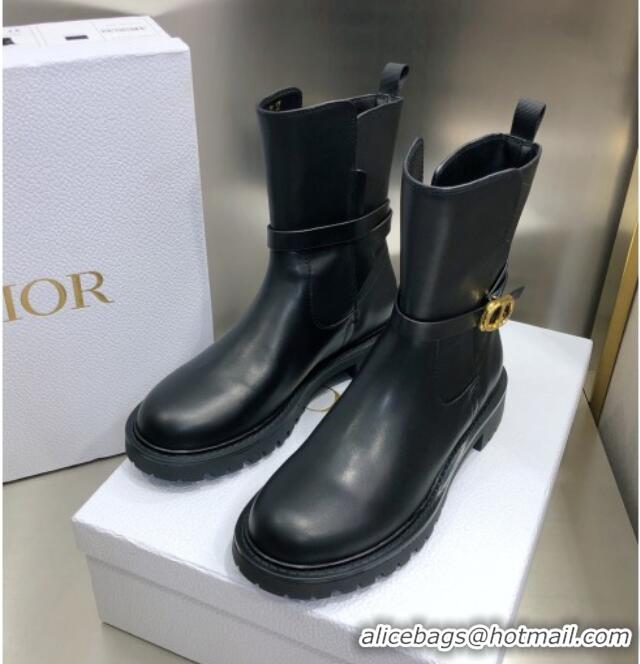 Grade Quality Dior Empreinte Calfskin CD Ankle Boots Black 100990