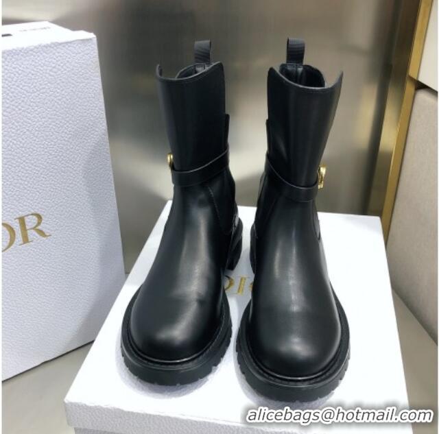 Grade Quality Dior Empreinte Calfskin CD Ankle Boots Black 100990