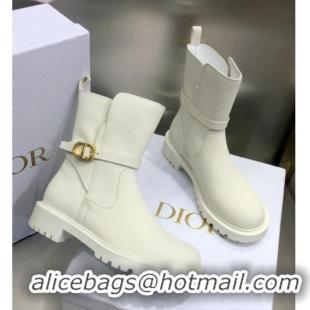 Discount Dior Empreinte Calfskin CD Ankle Boots White 2100991