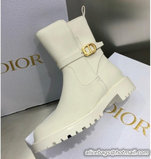 Discount Dior Empreinte Calfskin CD Ankle Boots White 2100991