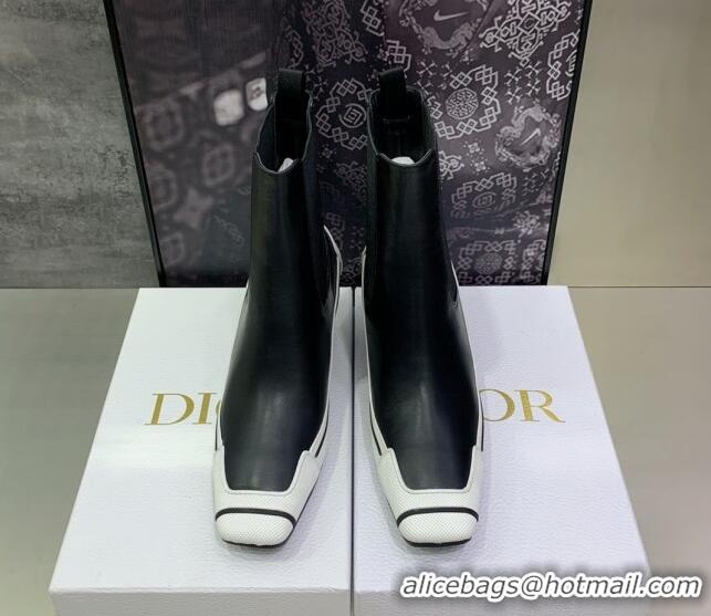 Best Product Dior D-Motion Heeled Ankle Boot Black/White 1012057