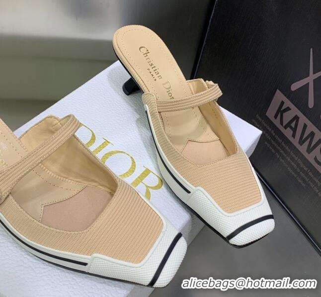 Purchase Dior D-Motion Heeled Slide in Nude Technical Fabric 1012059