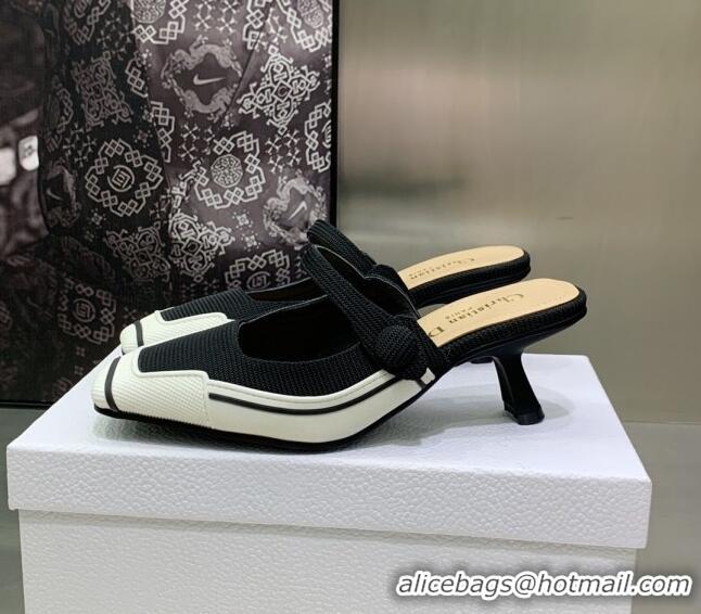 Good Quality Dior D-Motion Heeled Slide in Black Technical Fabric 1012060