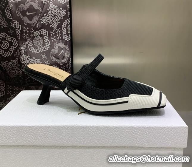 Good Quality Dior D-Motion Heeled Slide in Black Technical Fabric 1012060