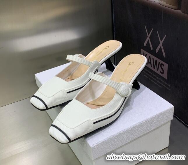 Low Price Dior D-Motion Heeled Slide in White Technical Fabric 1012061