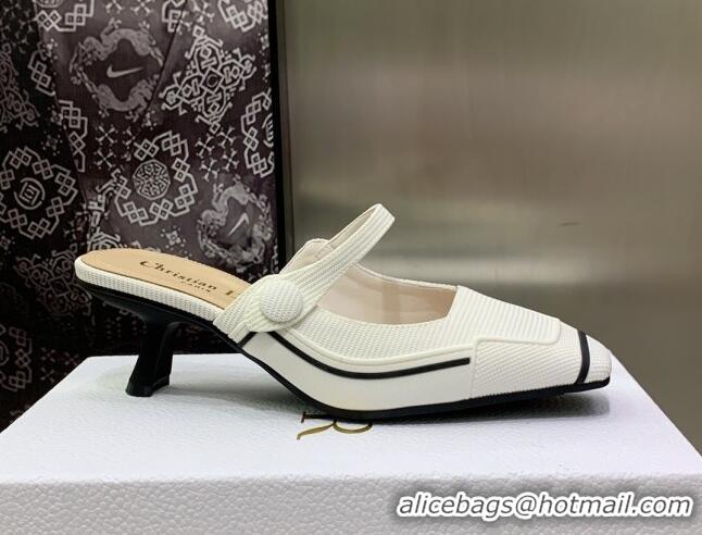 Low Price Dior D-Motion Heeled Slide in White Technical Fabric 1012061