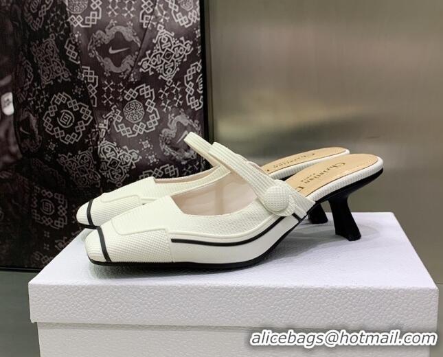 Low Price Dior D-Motion Heeled Slide in White Technical Fabric 1012061