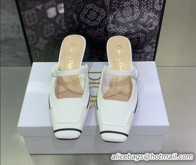 Low Price Dior D-Motion Heeled Slide in White Technical Fabric 1012061