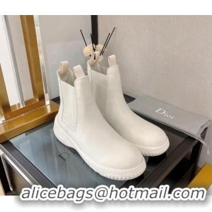 Good Quality Dior D-Racer Calfskin Ankle Boots White 110115