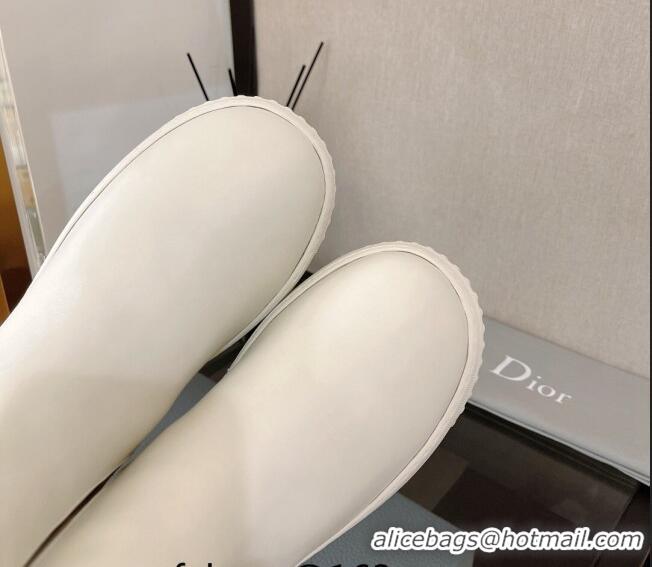 Good Quality Dior D-Racer Calfskin Ankle Boots White 110115